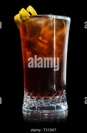 cola based cocktail on a black background Stock Photo