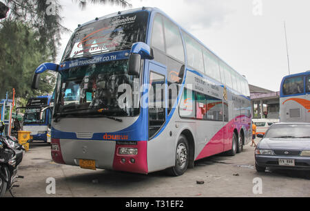 Chiangmai, Thailand - Auguest  11 2012: Bus of Transport government company.  Photo at Chiangmai bus station. Stock Photo