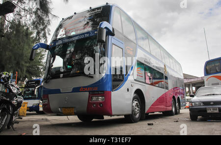 Chiangmai, Thailand - Auguest  11 2012: Bus of Transport government company.  Photo at Chiangmai bus station. Stock Photo