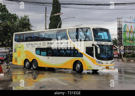 Chiangmai, Thailand - Auguest  11 2012: Bus of Phetprasert tour company. Photo at  Chiangmai bus station. Stock Photo