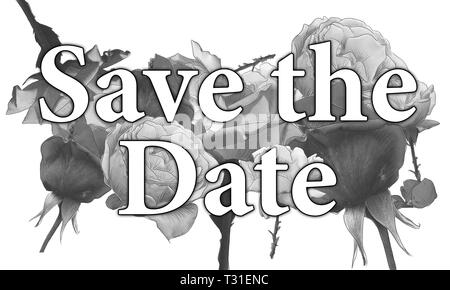 monochrome collage Save The Date roses by jziprian Stock Photo