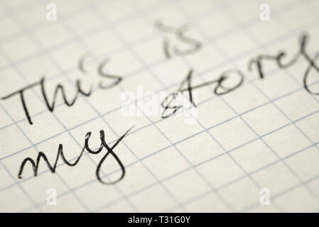 handwritten text This is my story on old squared paper macro Stock Photo