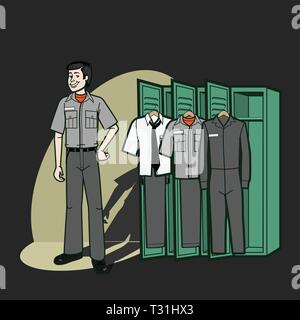 Worker Locker Room Stock Vector