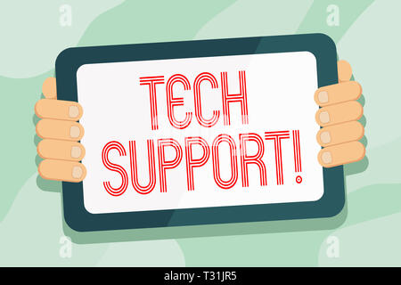 Handwriting text Tech Support. Conceptual photo service by hardware or software which help and advice products Color Tablet Smartphone with Blank Scre Stock Photo