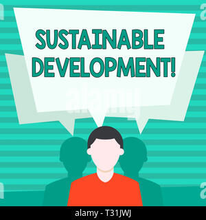 Conceptual hand writing showing Sustainable Development. Concept meaning developing without depletion of natural resources Faceless Man has Two Shadow Stock Photo