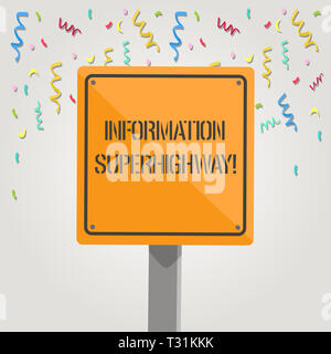 Handwriting text writing Information Superhighway. Conceptual photo Internet type network computers connect individuals 3D Square Blank Colorful Cauti Stock Photo