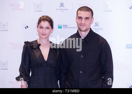 Rome, Italy. 05th Apr, 2019. Laetitia Casta and Louis Garrel Photocall in Rome of the French film 'L'Homme Fidèle' Credit: Matteo Nardone/Pacific Press/Alamy Live News Stock Photo