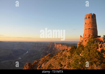 Sunset at Desert View Point - Grand Canyon South Rim Arizona USA Stock Photo