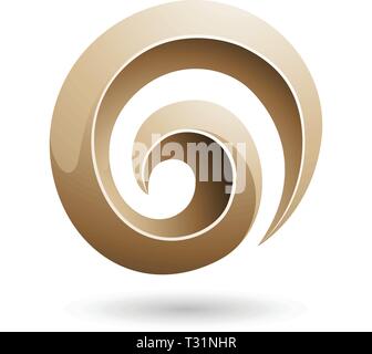 Vector Illustration of Beige 3d Glossy Swirl Shape isolated on a white background Stock Vector