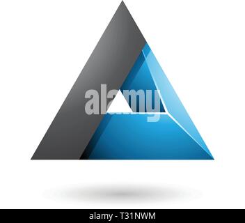 Vector Illustration of Black and Blue 3d Triangle with a Hole isolated on a white background Stock Vector