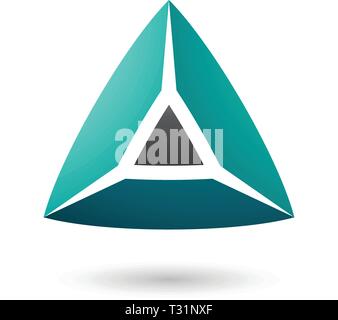 Vector Illustration of Black and Green 3d Pyramidical Shape isolated on a white background Stock Vector