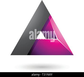 Vector Illustration of Black and Magenta 3d Triangle with a Hole isolated on a white background Stock Vector