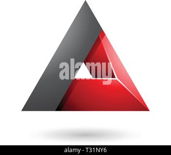 Vector Illustration of Black and Red 3d Triangle with a Hole isolated on a white background Stock Vector