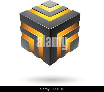 Vector Illustration of Black Bold Striped Cube isolated on a white background Stock Vector