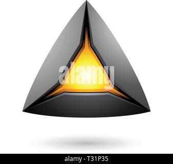 Vector Illustration of Black Pyramid with a Glowing Core isolated on a white background Stock Vector