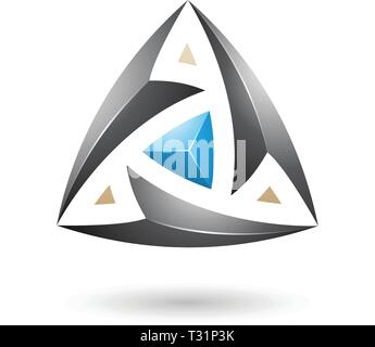Vector Illustration of Black Triangle with Arrows isolated on a white background Stock Vector