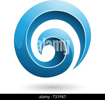 Vector Illustration of Blue 3d Glossy Swirl Shape isolated on a white background Stock Vector