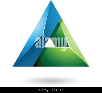 Vector Illustration of Blue and Green 3d Glossy Triangle with a Hole isolated on a white background Stock Vector
