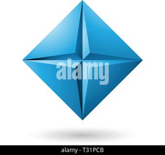 Vector Illustration of Blue Diamond Icon with a Star Shape isolated on a white background Stock Vector