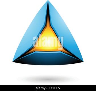 Vector Illustration of Blue Pyramid with a Glowing Core isolated on a white background Stock Vector