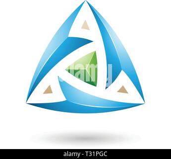 Vector Illustration of Blue Triangle with Arrows isolated on a white background Stock Vector