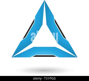Vector Illustration of Blue Triangle with Black Edges isolated on a white background Stock Vector