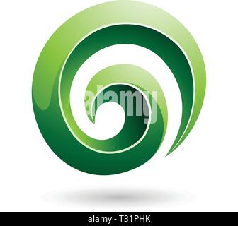 Vector Illustration of Green 3d Glossy Swirl Shape isolated on a white background Stock Vector