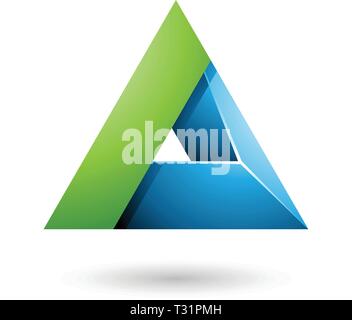 Vector Illustration of Green and Blue 3d Triangle with a Hole isolated on a white background Stock Vector