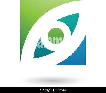 Vector Illustration of Green and Blue Eye Shaped Square isolated on a white background Stock Vector