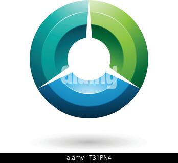 Vector Illustration of Green and Blue Glossy Shaded Circle isolated on a white background Stock Vector
