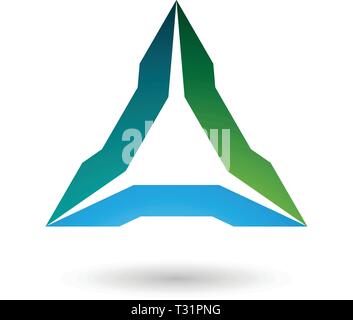 Vector Illustration of Green and Blue Spiked Triangle isolated on a white background Stock Vector