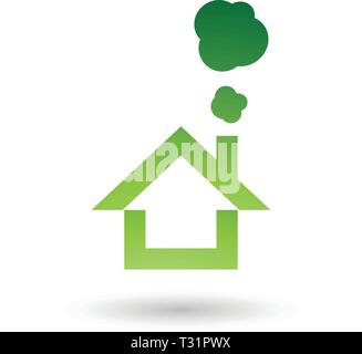 Vector Illustration of Green House and Smoke Icon isolated on a white background Stock Vector