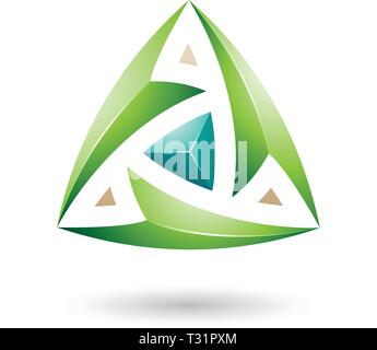 Vector Illustration of Green Triangle with Arrows isolated on a white background Stock Vector