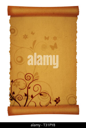 old scroll page background with ornaments for your messages and designs Stock Photo