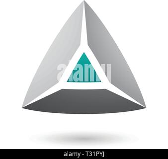 Vector Illustration of Grey and Green 3d Pyramidical Shape isolated on a white background Stock Vector