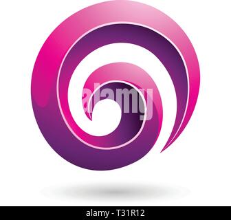 Vector Illustration of Magenta 3d Glossy Swirl Shape isolated on a white background Stock Vector