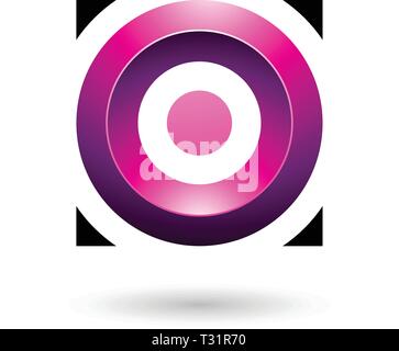 Vector Illustration of Magenta Glossy Circle in a Square isolated on a white background Stock Vector