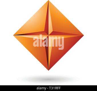 Vector Illustration of Orange Diamond Icon with a Star Shape isolated on a white background Stock Vector