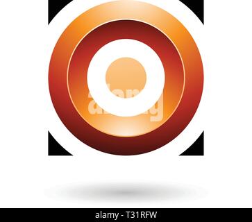 Vector Illustration of Orange Glossy Circle in a Square isolated on a white background Stock Vector