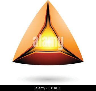 Vector Illustration of Orange Pyramid with a Glowing Core isolated on a white background Stock Vector