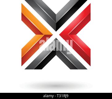 Vector Illustration of Orange Red and Black Square Shaped Letter X isolated on a white background Stock Vector