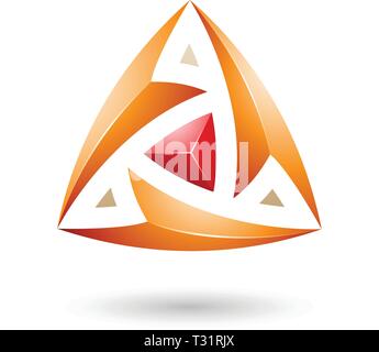 Vector Illustration of Orange Triangle with Arrows isolated on a white background Stock Vector