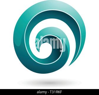 Vector Illustration of Persian Green 3d Glossy Swirl Shape isolated on a white background Stock Vector