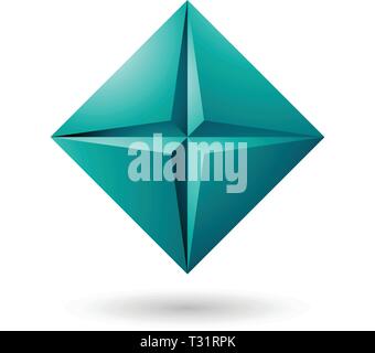 Vector Illustration of Persian Green Diamond Icon with a Star Shape isolated on a white background Stock Vector