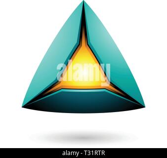 Vector Illustration of Persian Green Pyramid with a Glowing Core isolated on a white background Stock Vector