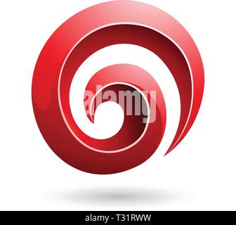 Vector Illustration of Red 3d Glossy Swirl Shape isolated on a white background Stock Vector