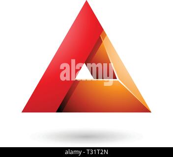 Vector Illustration of Red and Orange 3d Triangle with a Hole isolated on a white background Stock Vector