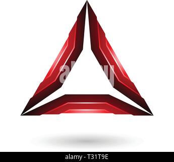 Vector Illustration of Red Glossy Mechanic Triangle isolated on a white background Stock Vector
