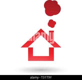 Vector Illustration of Red House and Smoke Icon isolated on a white background Stock Vector