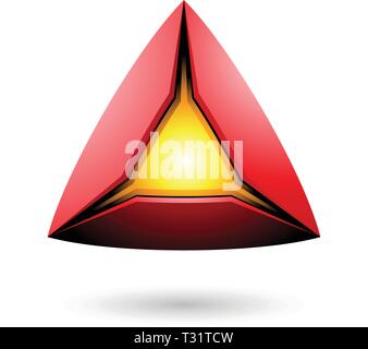 Vector Illustration of Red Pyramid with a Glowing Core isolated on a white background Stock Vector